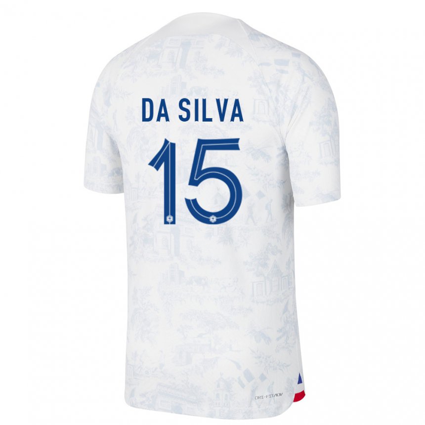 Kinder Französische Florent Da Silva #15 Weiß Blau Auswärtstrikot Trikot 22-24 T-shirt Belgien