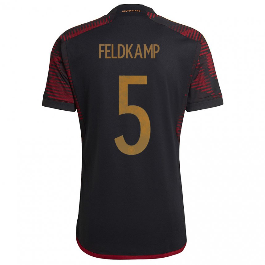 Kinder Deutsche Jana Feldkamp #5 Schwarz Kastanienbraun Auswärtstrikot Trikot 22-24 T-shirt Belgien