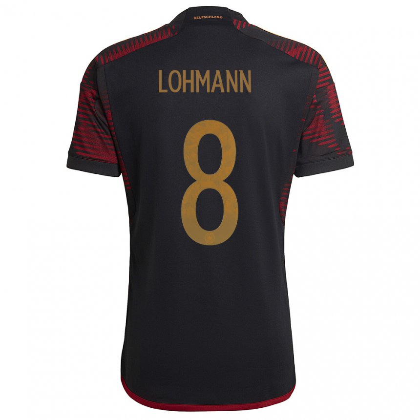 Kinder Deutsche Sydney Lohmann #8 Schwarz Kastanienbraun Auswärtstrikot Trikot 22-24 T-shirt Belgien