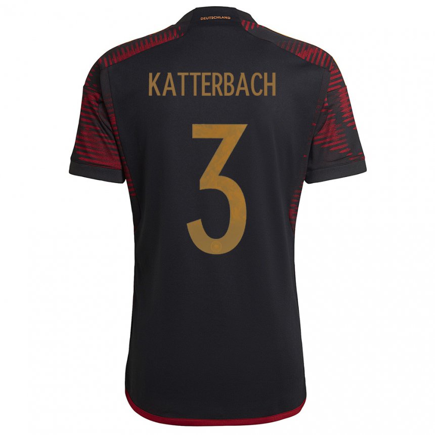 Kinder Deutsche Noah Katterbach #3 Schwarz Kastanienbraun Auswärtstrikot Trikot 22-24 T-shirt Belgien