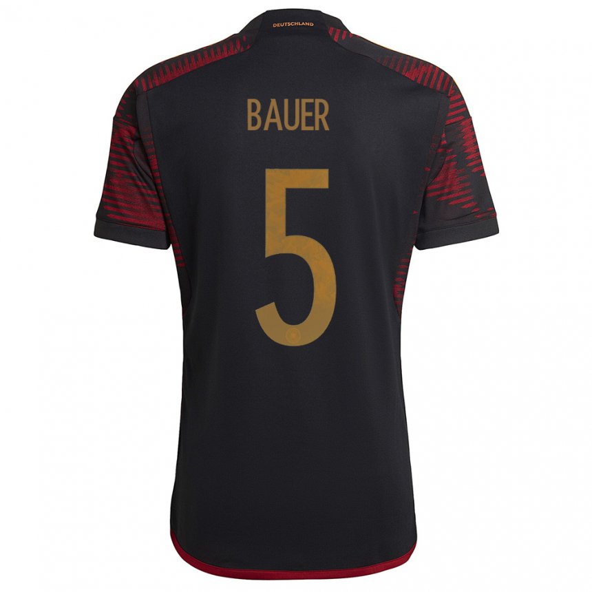 Kinder Deutsche Maximilian Bauer #5 Schwarz Kastanienbraun Auswärtstrikot Trikot 22-24 T-shirt Belgien