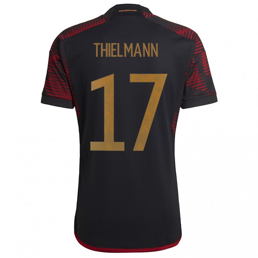 Kinder Deutsche Jan Thielmann #17 Schwarz Kastanienbraun Auswärtstrikot Trikot 22-24 T-shirt Belgien