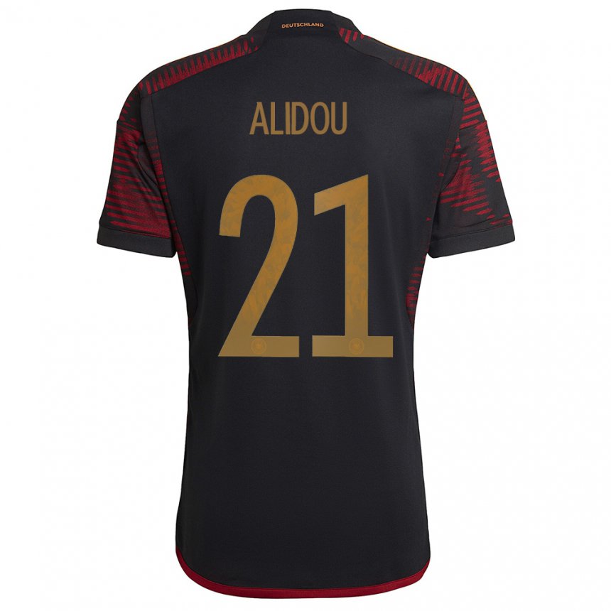 Kinder Deutsche Faride Alidou #21 Schwarz Kastanienbraun Auswärtstrikot Trikot 22-24 T-shirt Belgien