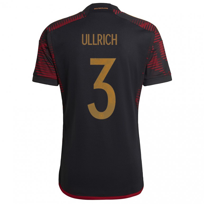 Kinder Deutsche Lukas Ullrich #3 Schwarz Kastanienbraun Auswärtstrikot Trikot 22-24 T-shirt Belgien