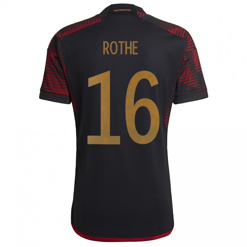 Kinder Deutsche Tom Rothe #16 Schwarz Kastanienbraun Auswärtstrikot Trikot 22-24 T-shirt Belgien