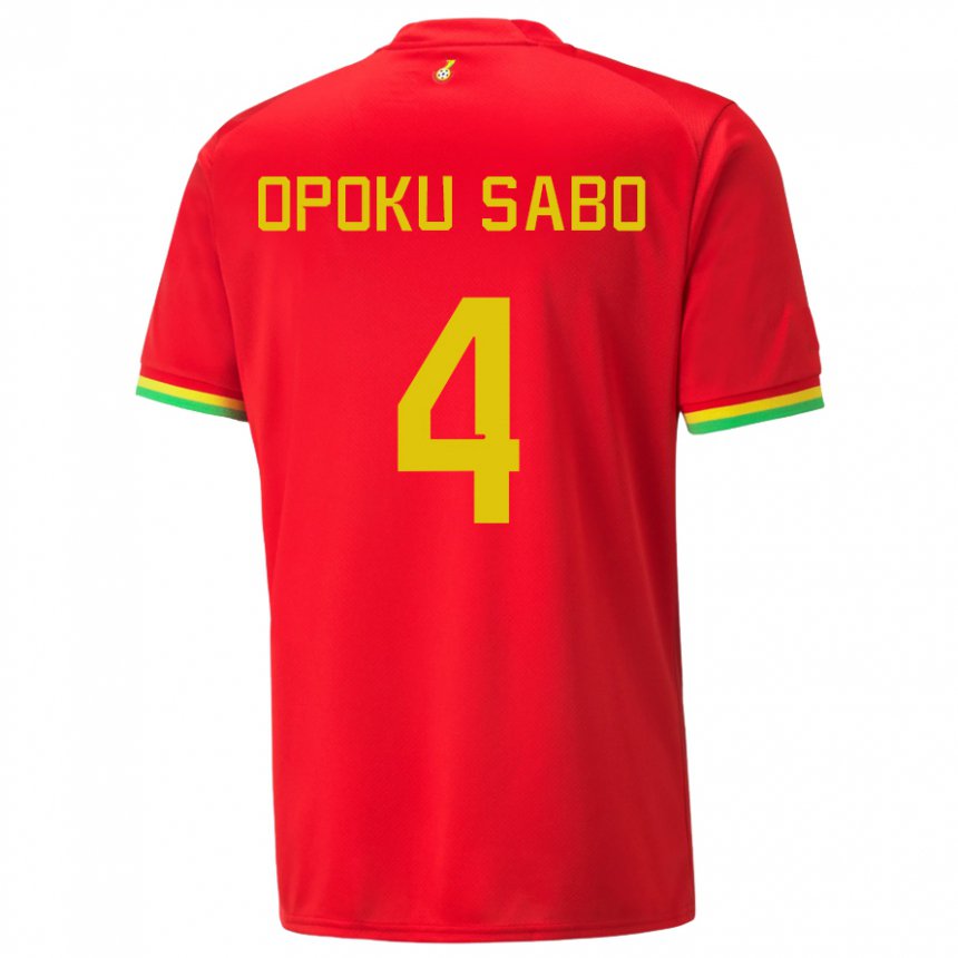 Kinder Ghanaische Alex Opoku Sabo #4 Rot Auswärtstrikot Trikot 22-24 T-shirt Belgien