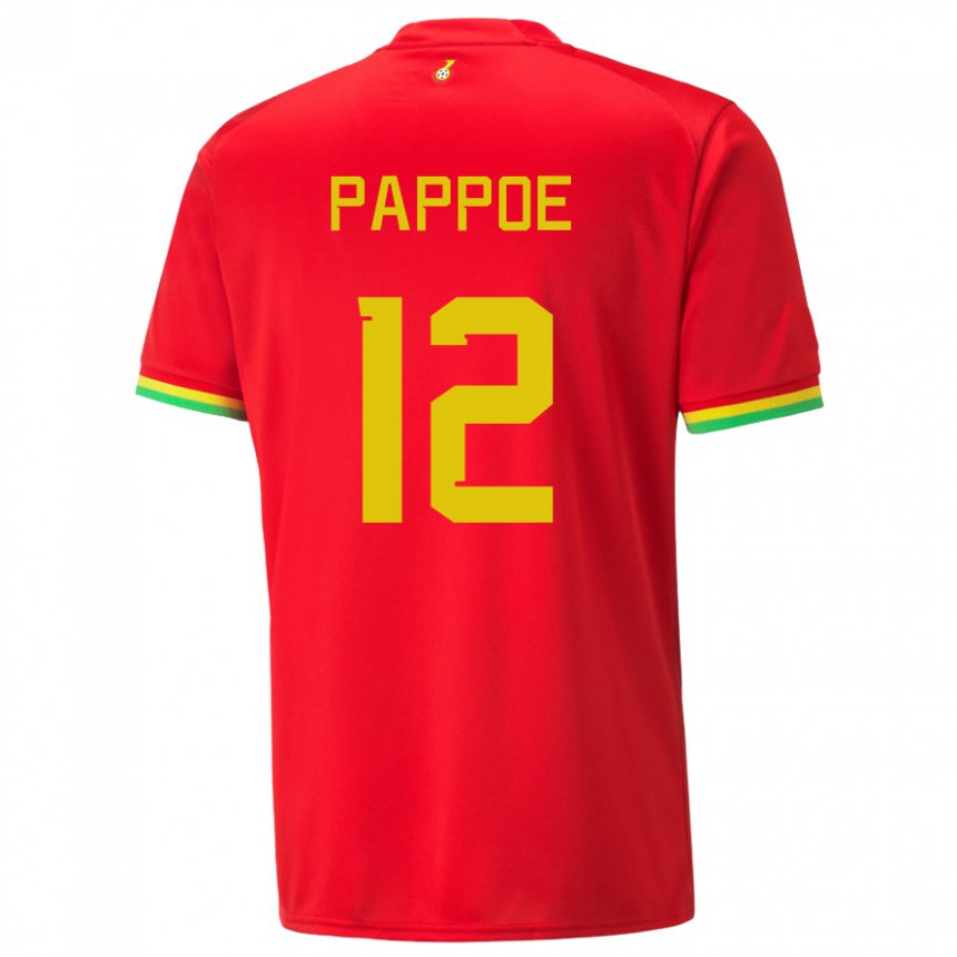 Kinderen Ghanees Isaac Pappoe #12 Rood Uitshirt Uittenue 22-24 T-shirt België