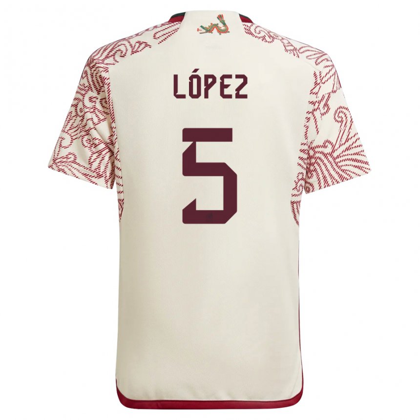 Kinder Mexikanische Jimena Lopez #5 Wunder Weiß Rot Auswärtstrikot Trikot 22-24 T-shirt Belgien
