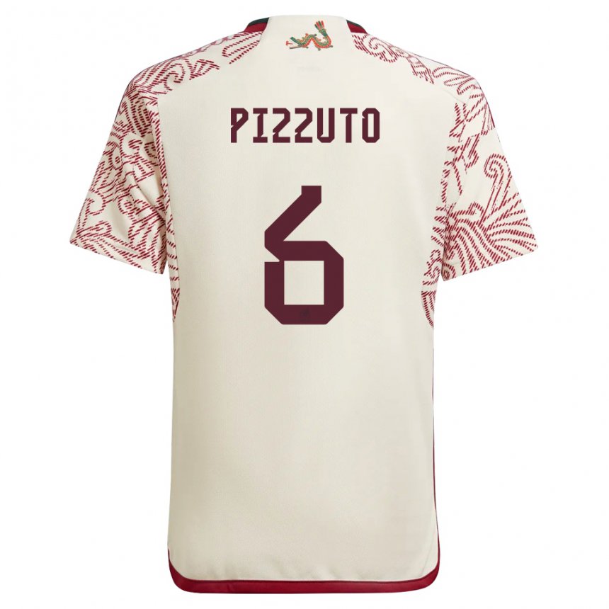 Kinder Mexikanische Eugenio Pizzuto #6 Wunder Weiß Rot Auswärtstrikot Trikot 22-24 T-shirt Belgien