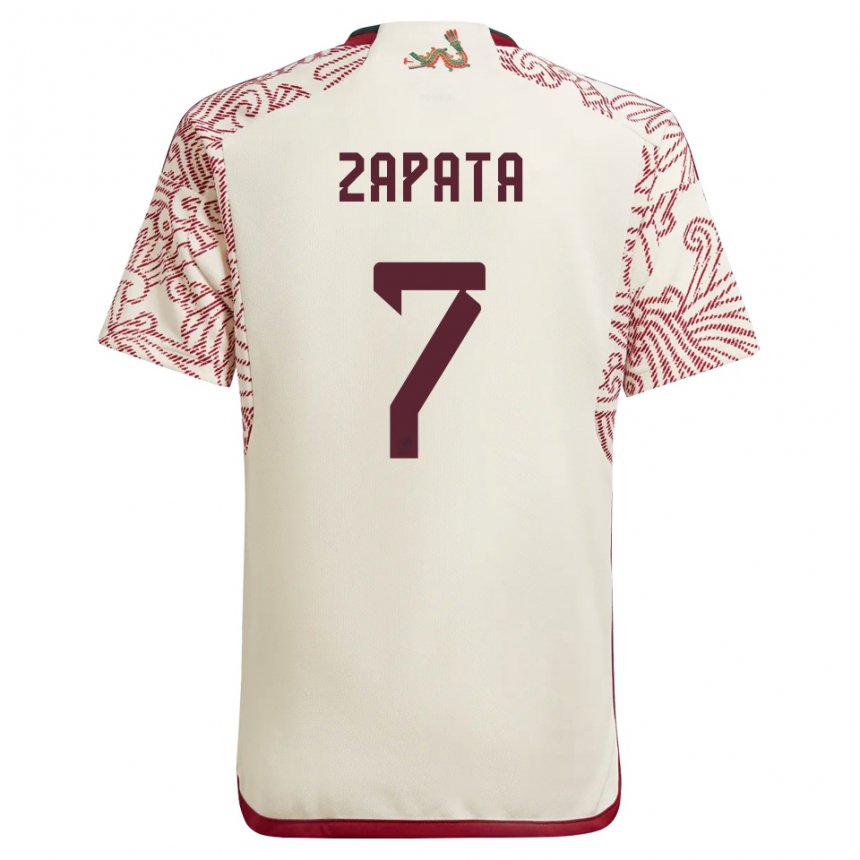 Kinder Mexikanische Angel Zapata #7 Wunder Weiß Rot Auswärtstrikot Trikot 22-24 T-shirt Belgien