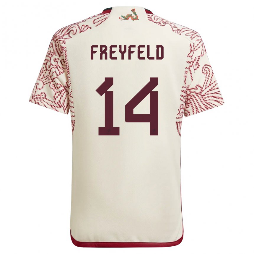 Kinder Mexikanische Emiliano Freyfeld #14 Wunder Weiß Rot Auswärtstrikot Trikot 22-24 T-shirt Belgien