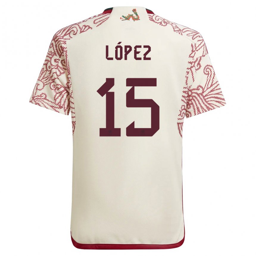 Kinder Mexikanische Everardo Lopez #15 Wunder Weiß Rot Auswärtstrikot Trikot 22-24 T-shirt Belgien