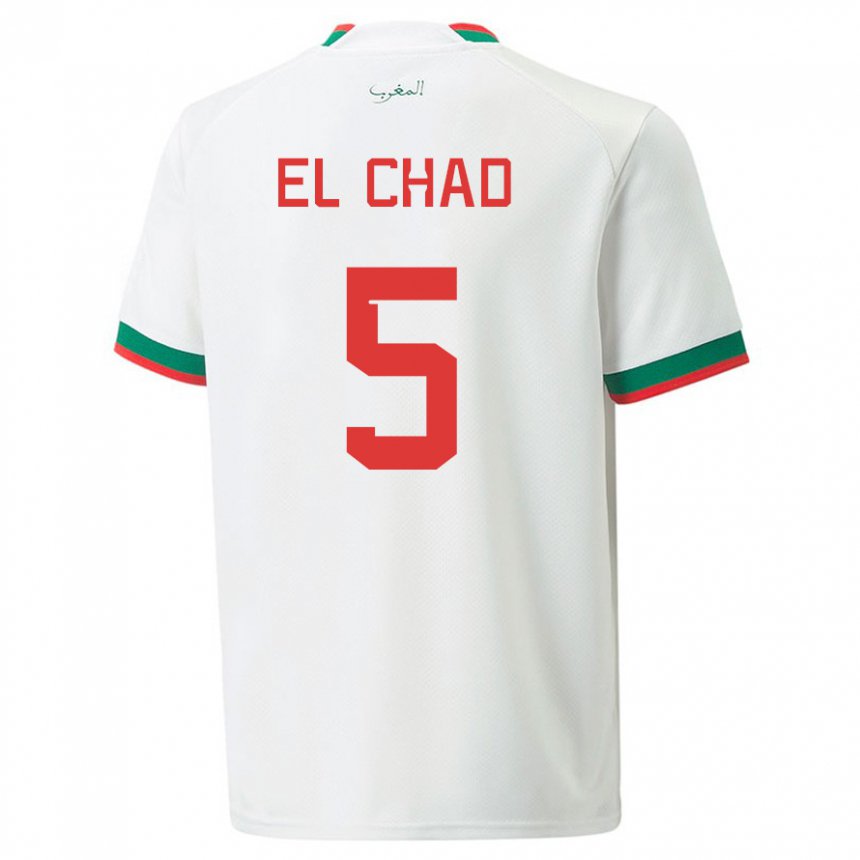 Kinder Marokkanische Nesryne El Chad #5 Weiß Auswärtstrikot Trikot 22-24 T-shirt Belgien