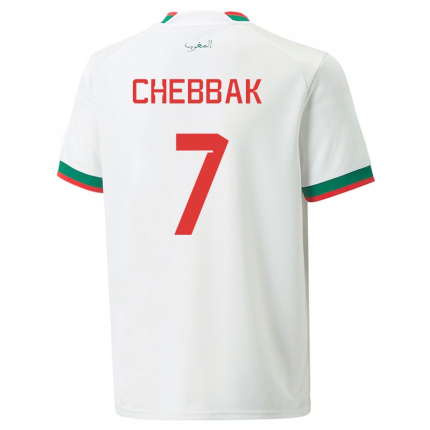 Kinder Marokkanische Ghizlane Chebbak #7 Weiß Auswärtstrikot Trikot 22-24 T-shirt Belgien
