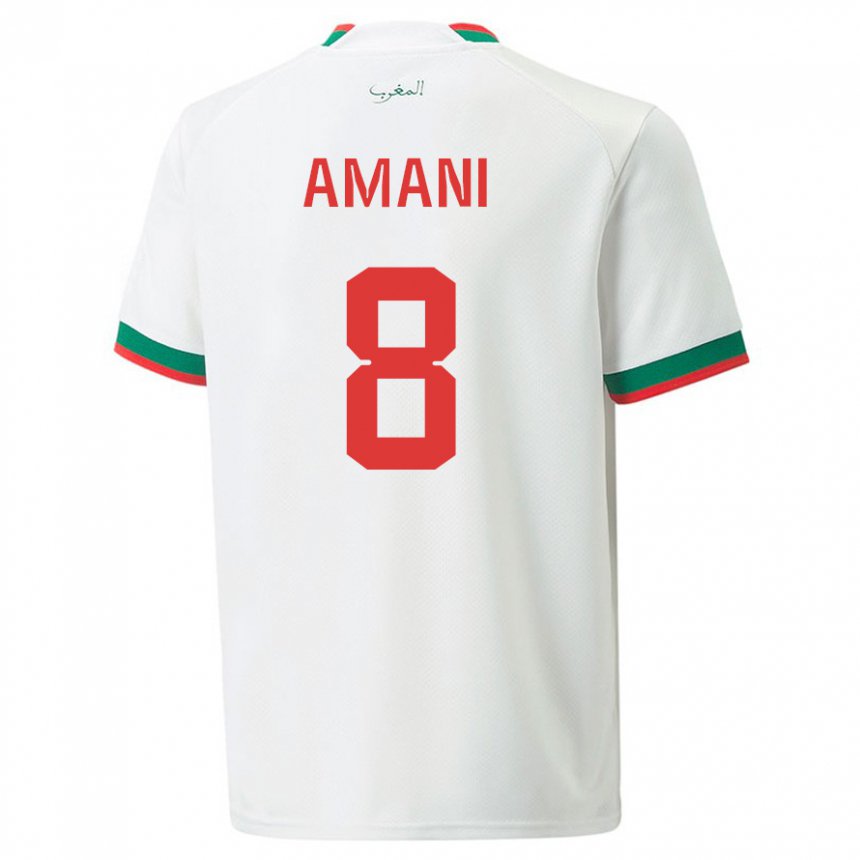 Kinder Marokkanische Salma Amani #8 Weiß Auswärtstrikot Trikot 22-24 T-shirt Belgien