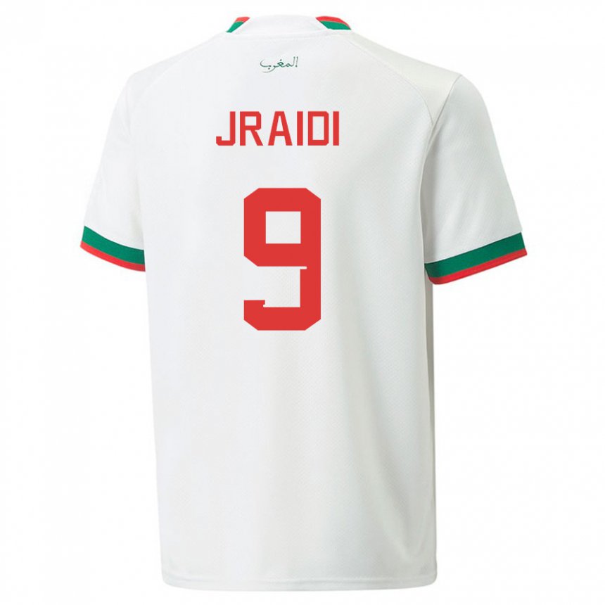 Enfant Maillot Maroc Ibtissam Jraidi #9 Blanc Tenues Extérieur 22-24 T-shirt Belgique