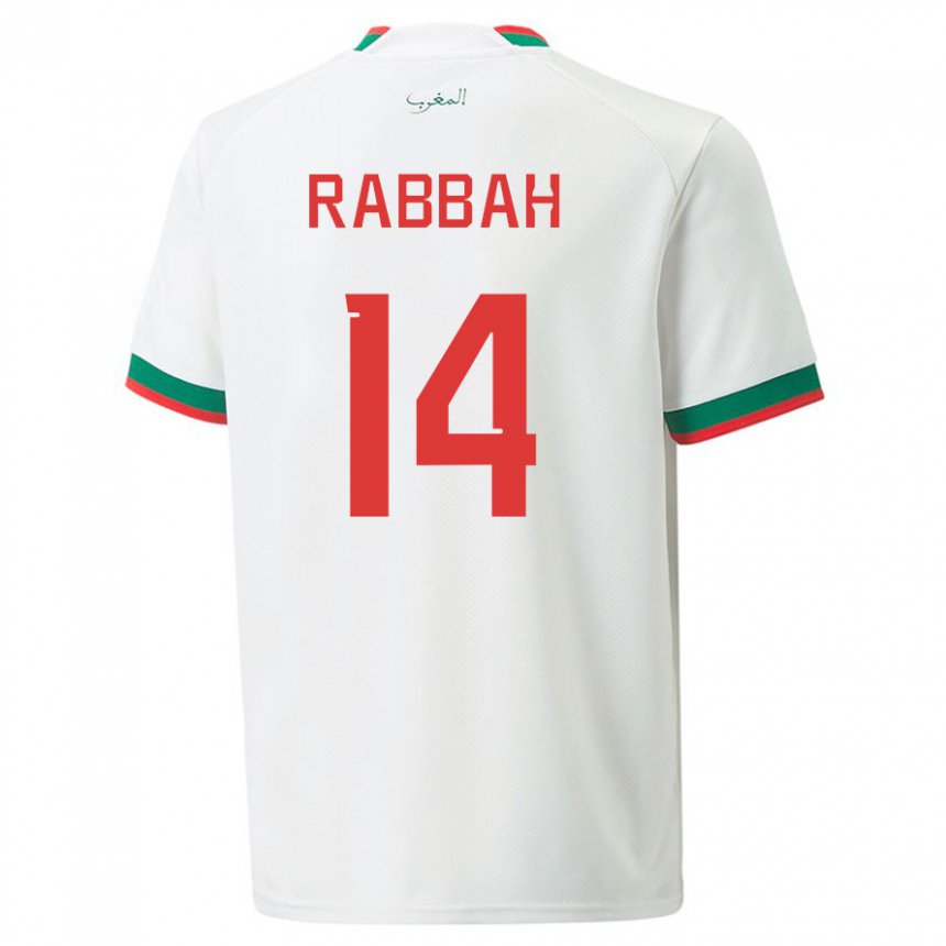 Enfant Maillot Maroc Aziza Rabbah #14 Blanc Tenues Extérieur 22-24 T-shirt Belgique