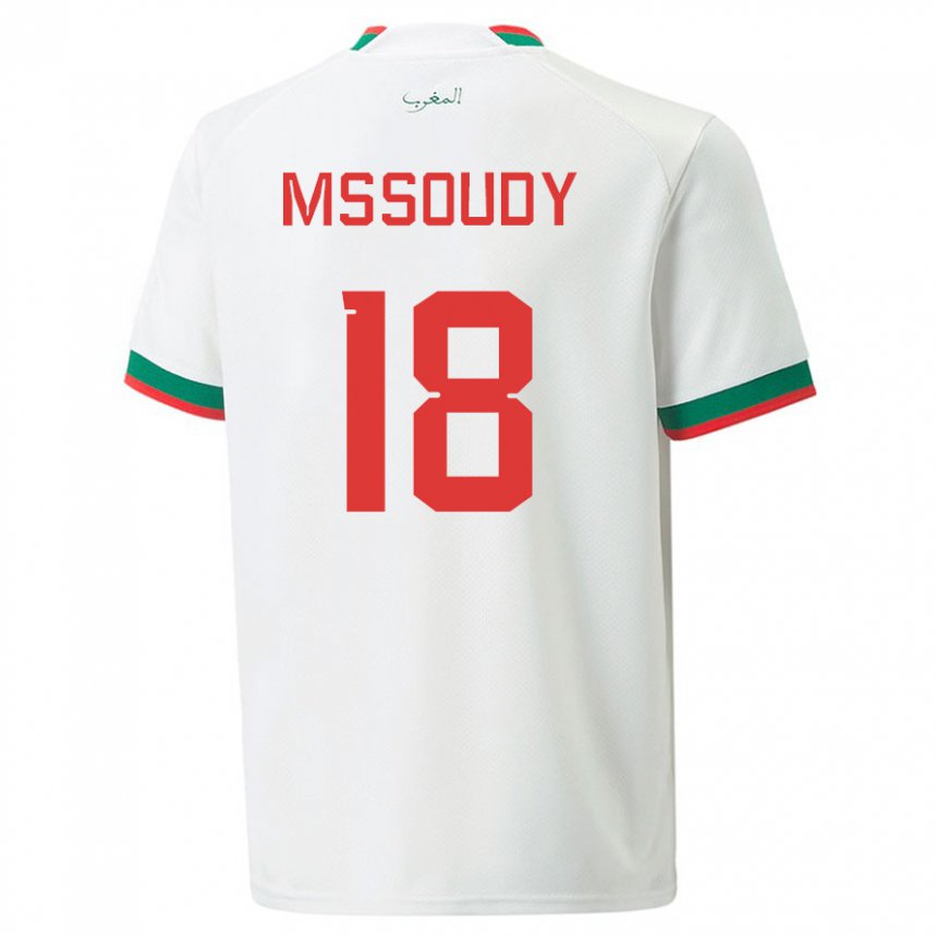 Enfant Maillot Maroc Sanaa Mssoudy #18 Blanc Tenues Extérieur 22-24 T-shirt Belgique