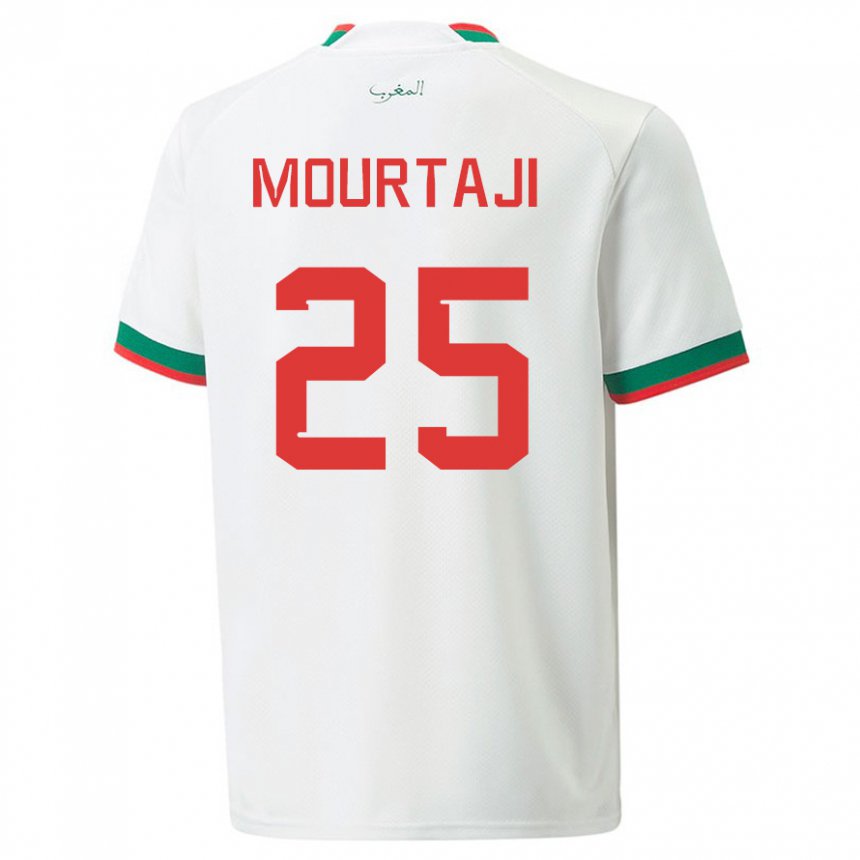 Enfant Maillot Maroc Chaymaa Mourtaji #25 Blanc Tenues Extérieur 22-24 T-shirt Belgique