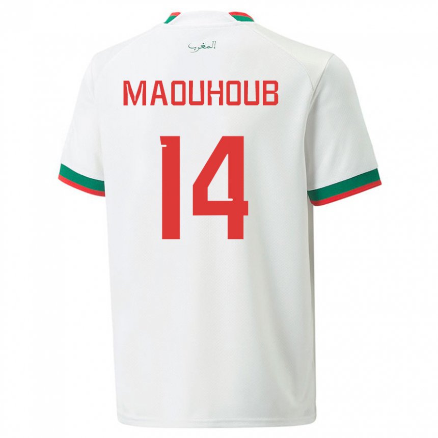 Kinder Marokkanische El Mehdi Maouhoub #14 Weiß Auswärtstrikot Trikot 22-24 T-shirt Belgien