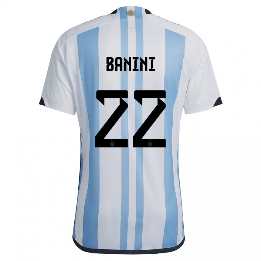 Herren Argentinische Estefania Banini #22 Weiß Himmelblau Heimtrikot Trikot 22-24 T-shirt Belgien