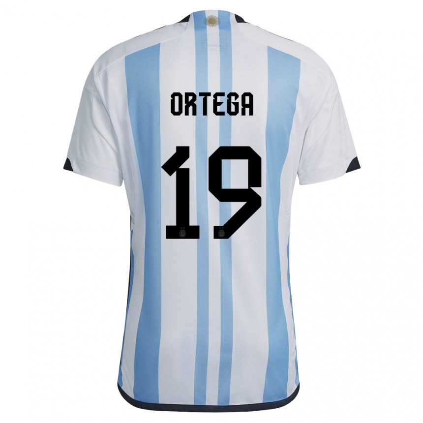 Herren Argentinische Francisco Ortega #19 Weiß Himmelblau Heimtrikot Trikot 22-24 T-shirt Belgien