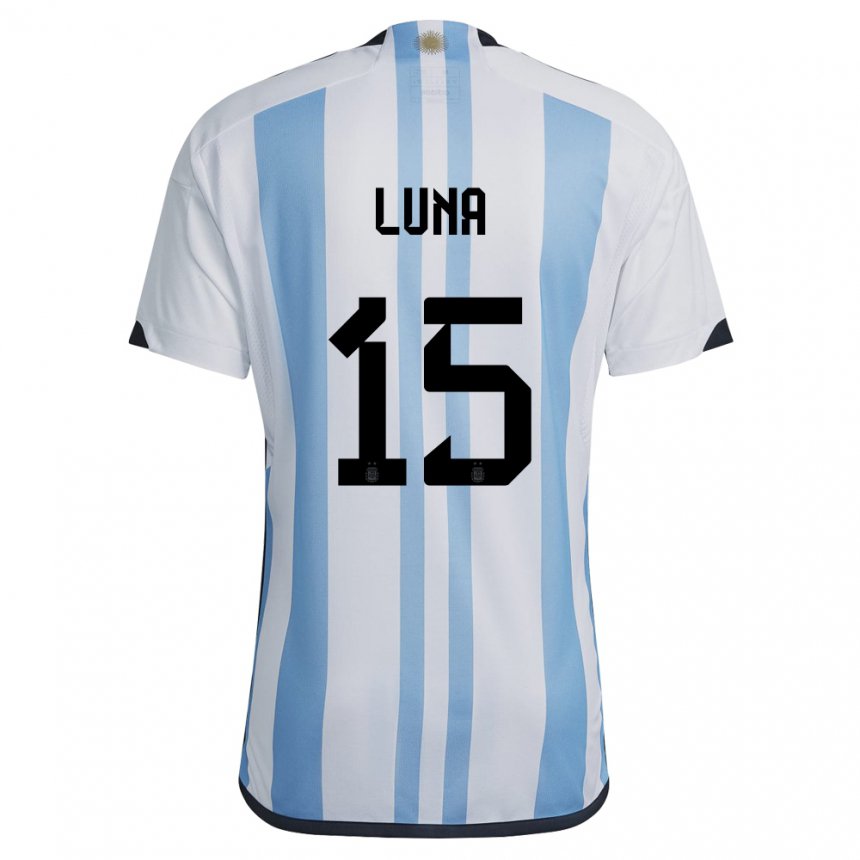 Herren Argentinische Alex Luna #15 Weiß Himmelblau Heimtrikot Trikot 22-24 T-shirt Belgien