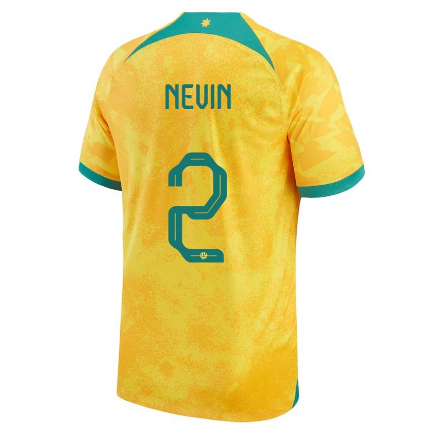 Herren Australische Courtney Nevin #2 Gold Heimtrikot Trikot 22-24 T-shirt Belgien