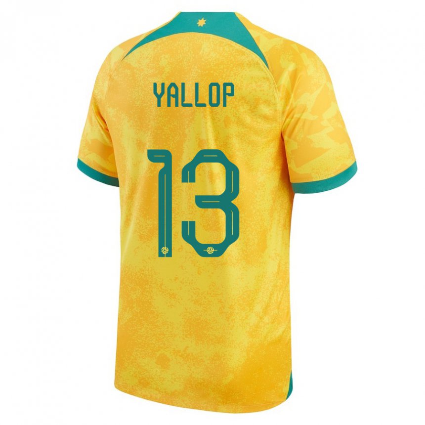 Heren Australisch Tameka Yallop #13 Gouden Thuisshirt Thuistenue 22-24 T-shirt België