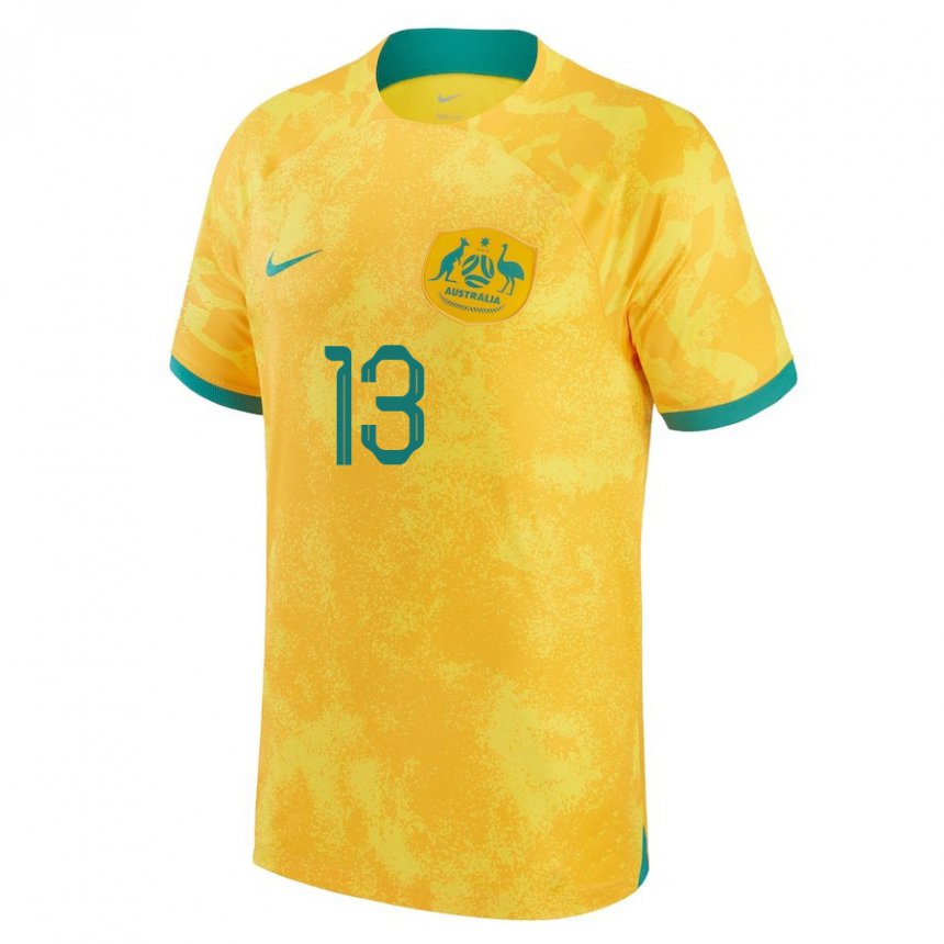 Herren Australische Tameka Yallop #13 Gold Heimtrikot Trikot 22-24 T-shirt Belgien