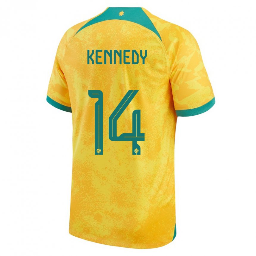 Heren Australisch Alanna Kennedy #14 Gouden Thuisshirt Thuistenue 22-24 T-shirt België