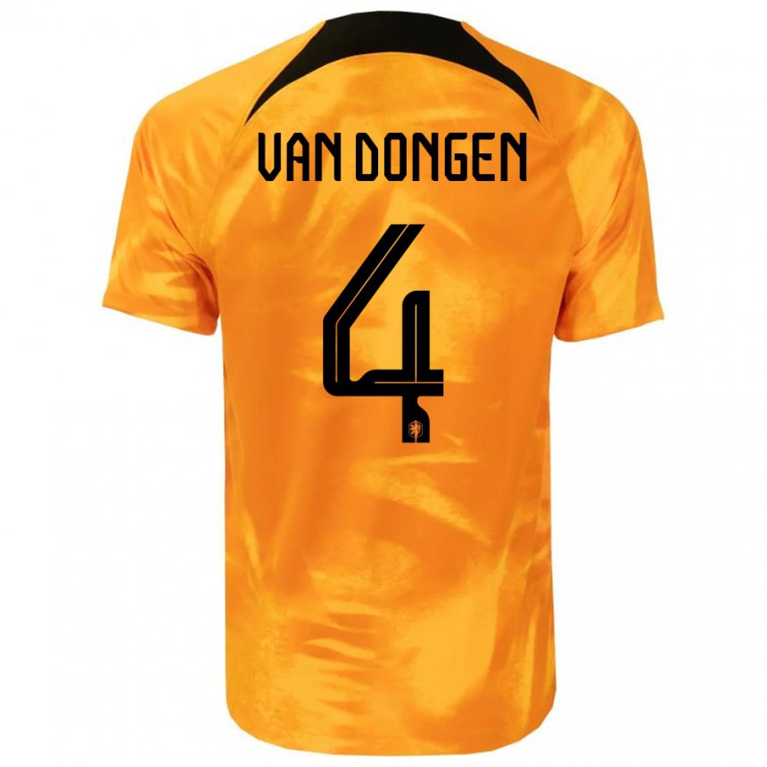 Homme Maillot Pays-bas Merel Van Dongen #4 Orange Laser Tenues Domicile 22-24 T-shirt Belgique