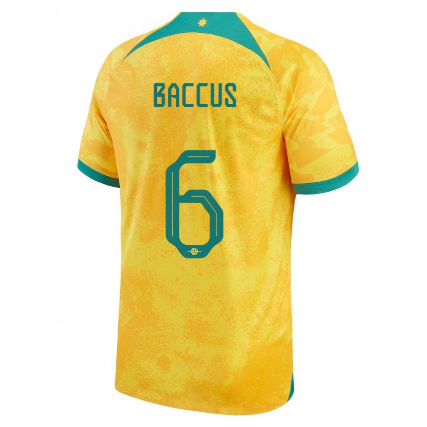 Herren Australische Keanu Baccus #6 Gold Heimtrikot Trikot 22-24 T-shirt Belgien