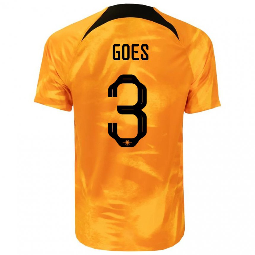 Homme Maillot Pays-bas Wouter Goes #3 Orange Laser Tenues Domicile 22-24 T-shirt Belgique