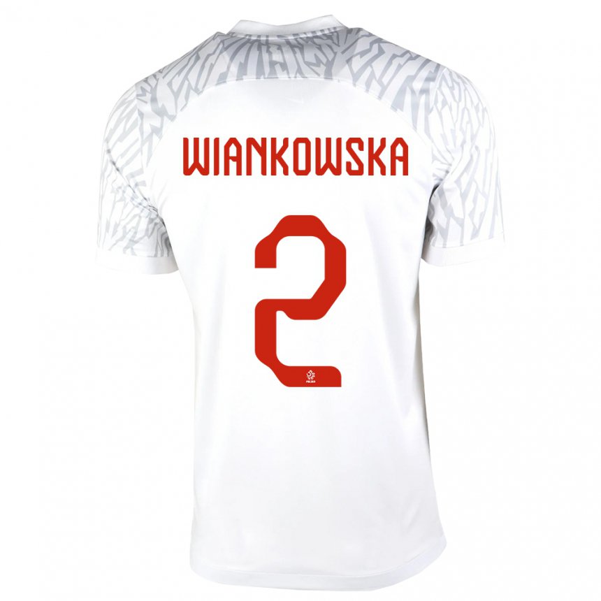 Homme Maillot Pologne Martyna Wiankowska #2 Blanc Tenues Domicile 22-24 T-shirt Belgique