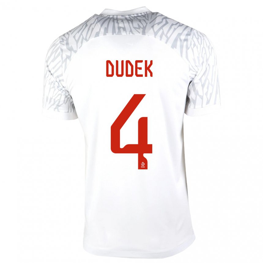 Herren Polnische Paulina Dudek #4 Weiß Heimtrikot Trikot 22-24 T-shirt Belgien