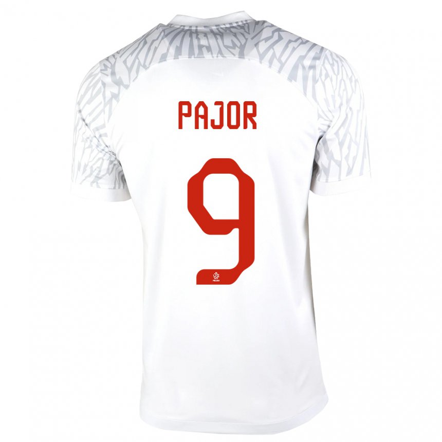 Homme Maillot Pologne Ewa Pajor #9 Blanc Tenues Domicile 22-24 T-shirt Belgique