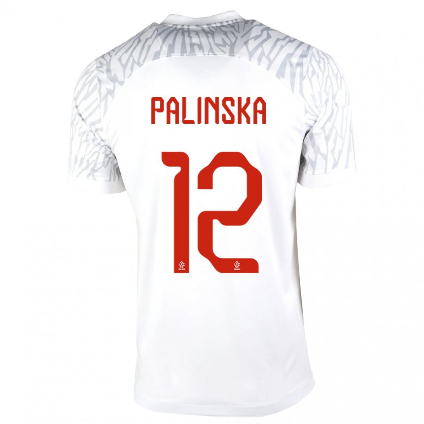 Herren Polnische Anna Palinska #12 Weiß Heimtrikot Trikot 22-24 T-shirt Belgien