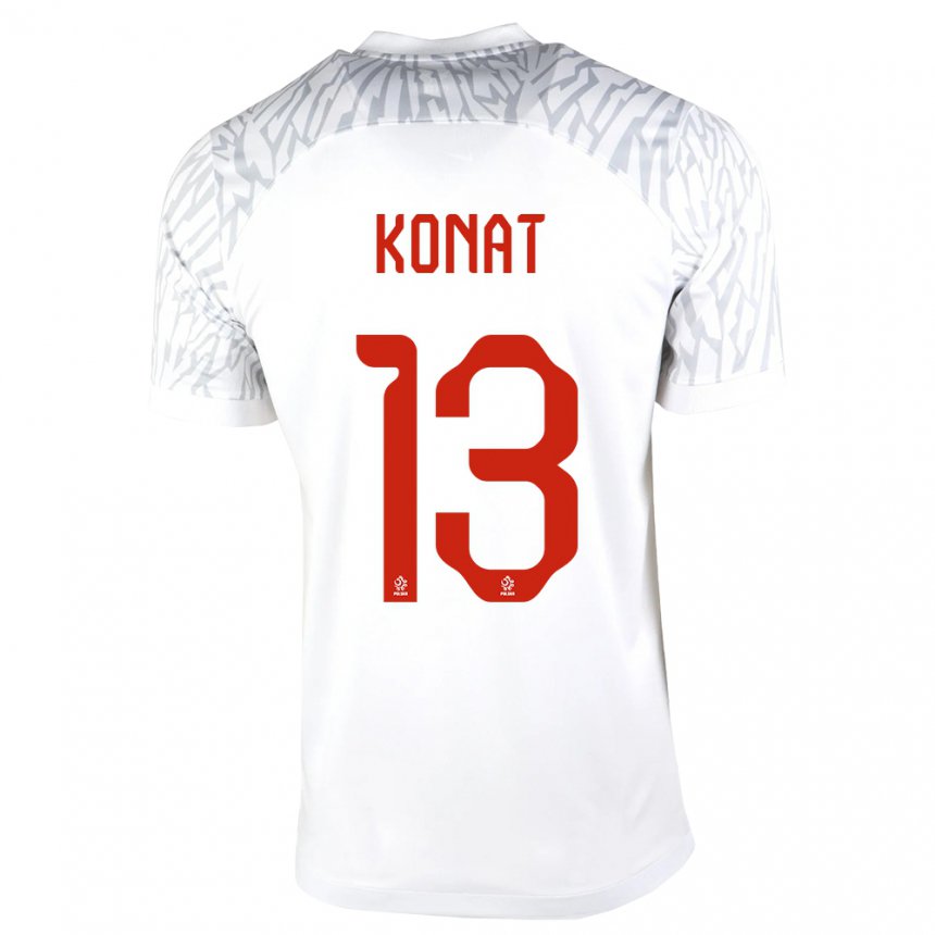Homme Maillot Pologne Katarzyna Konat #13 Blanc Tenues Domicile 22-24 T-shirt Belgique