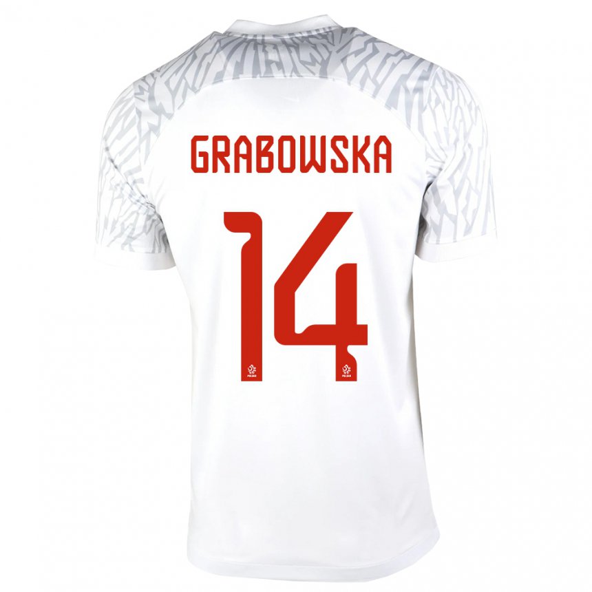 Herren Polnische Dominika Grabowska #14 Weiß Heimtrikot Trikot 22-24 T-shirt Belgien