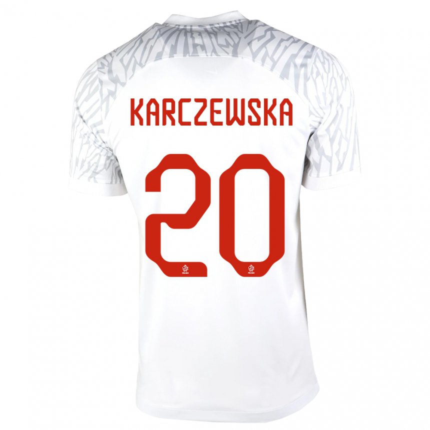 Herren Polnische Nikola Karczewska #20 Weiß Heimtrikot Trikot 22-24 T-shirt Belgien