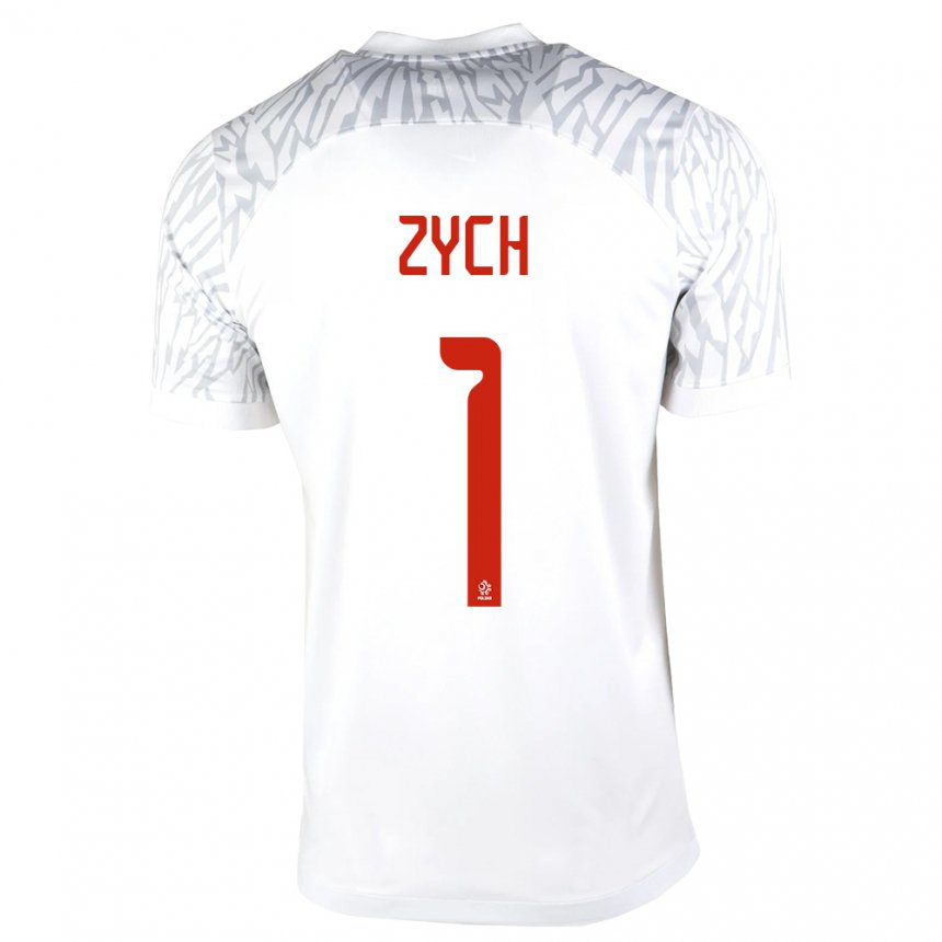 Homme Maillot Pologne Oliwier Zych #1 Blanc Tenues Domicile 22-24 T-shirt Belgique