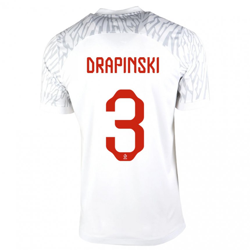 Herren Polnische Igor Drapinski #3 Weiß Heimtrikot Trikot 22-24 T-shirt Belgien