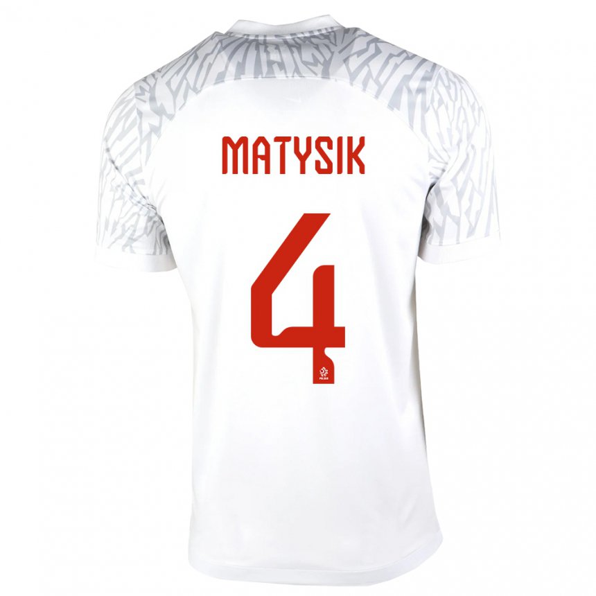 Herren Polnische Milosz Matysik #4 Weiß Heimtrikot Trikot 22-24 T-shirt Belgien