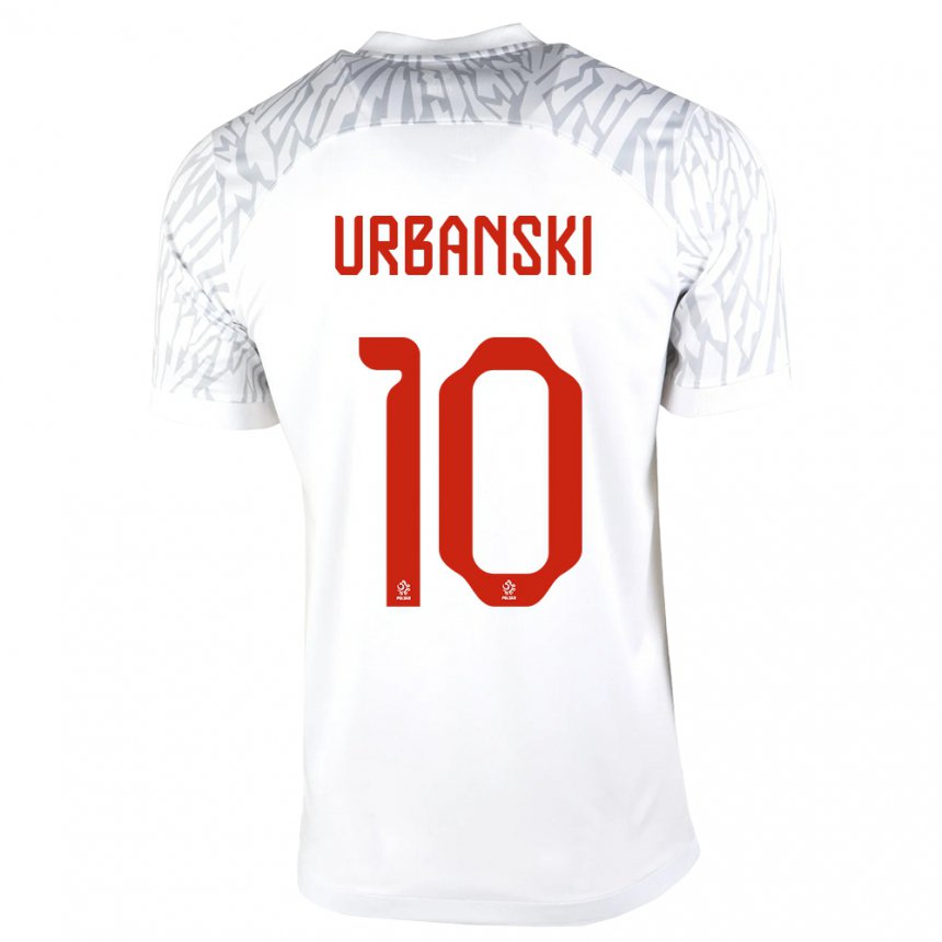 Herren Polnische Kacper Urbanski #10 Weiß Heimtrikot Trikot 22-24 T-shirt Belgien