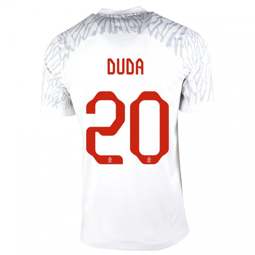 Herren Polnische Kacper Duda #20 Weiß Heimtrikot Trikot 22-24 T-shirt Belgien