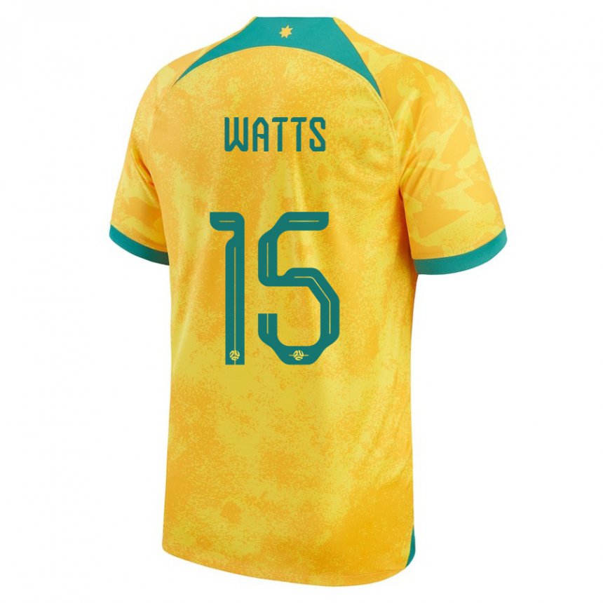 Herren Australische Caleb Watts #15 Gold Heimtrikot Trikot 22-24 T-shirt Belgien