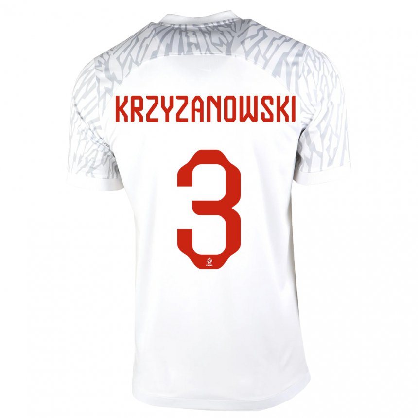 Herren Polnische Jakub Krzyzanowski #3 Weiß Heimtrikot Trikot 22-24 T-shirt Belgien
