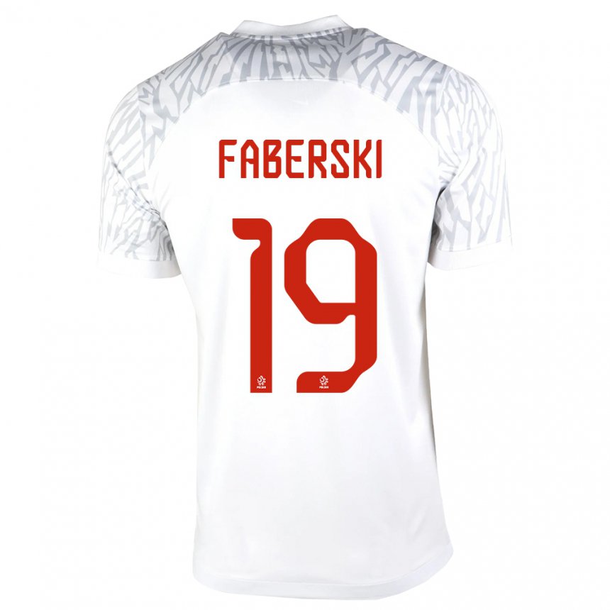 Herren Polnische Jan Faberski #19 Weiß Heimtrikot Trikot 22-24 T-shirt Belgien