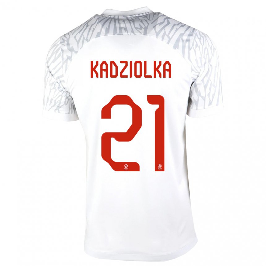 Herren Polnische Szymon Kadziolka #21 Weiß Heimtrikot Trikot 22-24 T-shirt Belgien